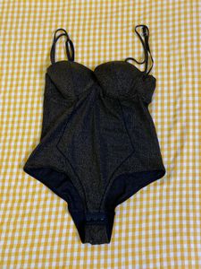 Padded Sparkly Gold  Black Bodysuit Bust 34