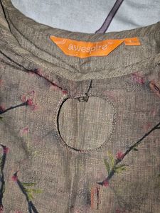 Straight Brown Floral Printed Kurta