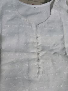 Pure White Beautiful Cotton Kurta With Kadai Work. Elegant Look