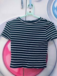 black striped crop top