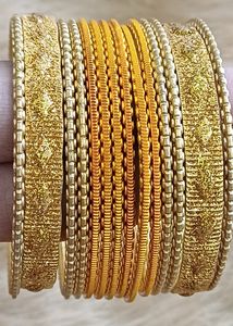 Yellow And Gold Set Of 24 Bangles