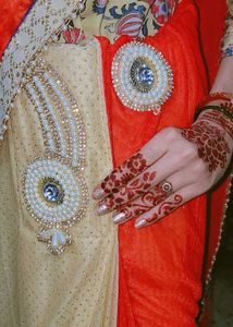 Orange &amp; Beige Embroidered Saree