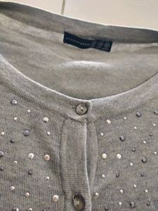 Grey Embellished Cardigan