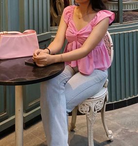 Pink Ruffle Sleeve Top