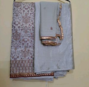 Unstiched Party Wear Chanderi Suit