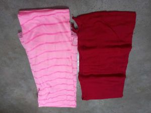 Two Dupattas  - Pink Striped &amp; Red