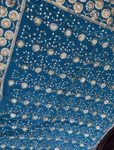 Teal Sequin Saree