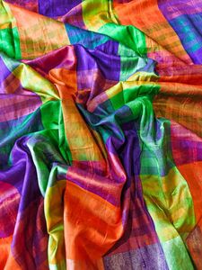 Double Check Lattu Pure Silk Saree