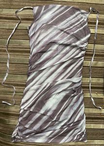 URBANIC Swirl Purple-Grey Tie Knot Dress