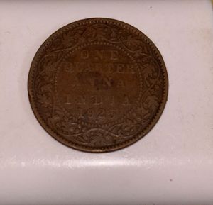 1925 India One Quarter Anna Coin