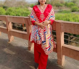 Pink Silk Embroidered Kurta Set With Coloured Dupa