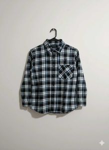 Black &amp; White Plaid Flannel Shirt