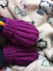 Handmade Knitted Purple Booties