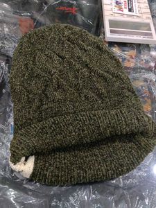 Brown Knit Beanie with 'K' Detail premium