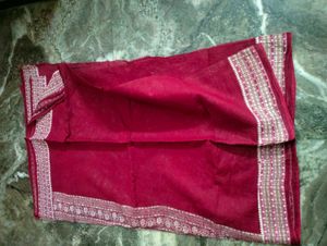 Maroon Cotton Soft Saree.