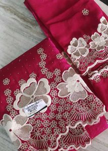 Elegant Pink Embroidered Dress Material