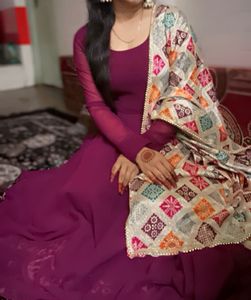 Beautiful Wine Amrella Long Gown