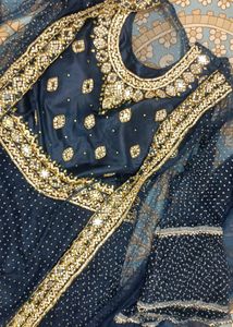 Navy Blue Embroidered Kurta Set