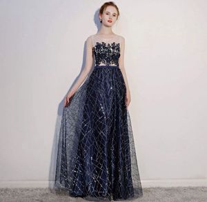Navy Blue Banquet Evening Dress
