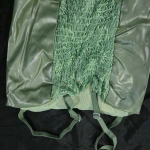 Green  Leather Corset Top