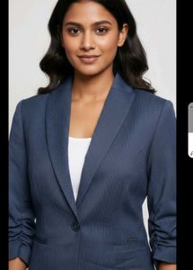 Premium Pinstripe Blazer wid Stylish Ruched Sleev