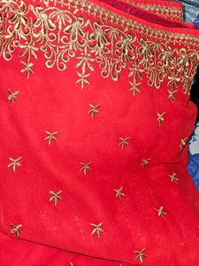 Red Embroidered Saree