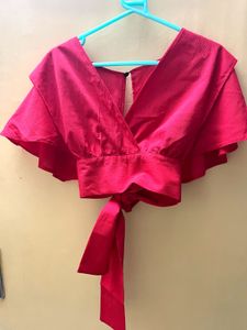 Red Wrap Crop Top