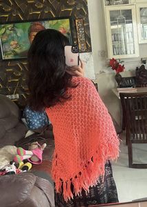 Coral Scarf with Fringe