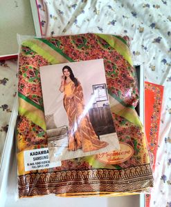 Multicolored Saree With Contrast Blouse Piece