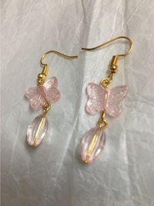 Blush Pink Butterfly Bead Drop Earrings