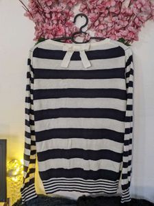 Navy Blue And White Strip Korean Style Sweater