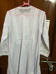 White Chikenkari Hand Work Kurti
