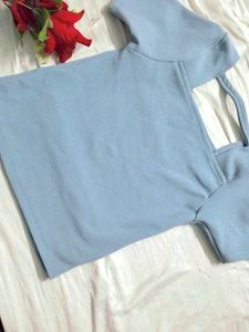 Sky Blue Cold Shoulder Top