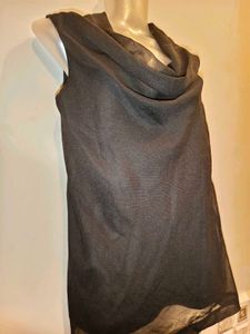 Size L/ XL Elegant Black Cowl Neck Top