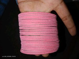Baby Pink Metal Glossy Velvet Bangles