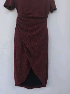 Burgundy V-Neck Dress