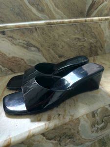 Black Wedge Sandals