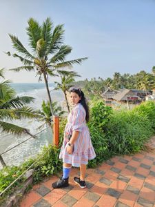 Janasya Vertical Pattern Midi Length Dress