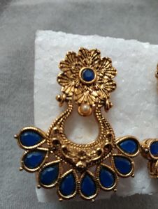 Gold &amp; Blue Earrings