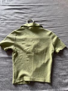 Green Crop Top with Collar