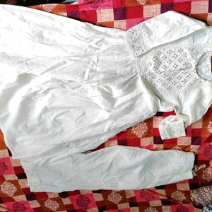 Elegant White Embroidered Kurta Set