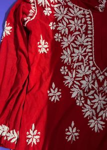 Red Embroidered Kurti