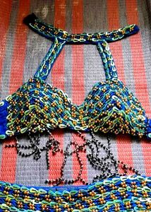 Blue Beaded Belly Dance Costume