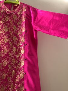 Anouk, Magenta With Golden Print, New Style, Long