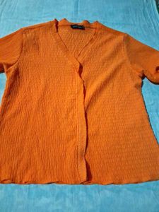 Orange Casual Top - Size M