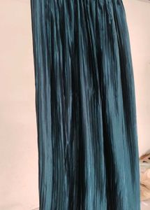 Teal Pleated Long Skirt