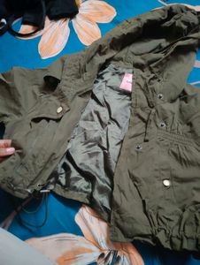 Olive Green Hooded Jacket Crop