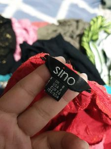 3681. Red Lace Trim Cami Top