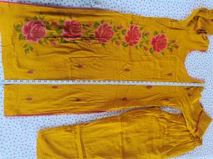 Hand-Painted Floral Kurta Set