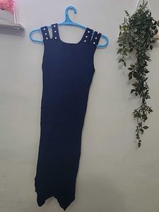 Navy Pearl Strap Dress
